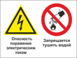 Кз 48 опасность поражения электрическим током. запрещается тушить водой. (пленка, 400х300 мм)